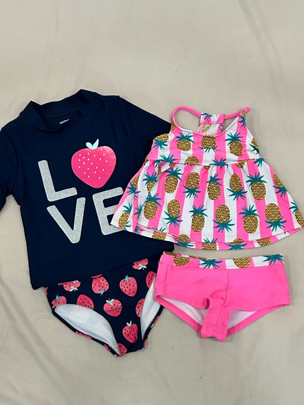 Bundle: (2) Girls Swim Set Fruit Design - Size 7